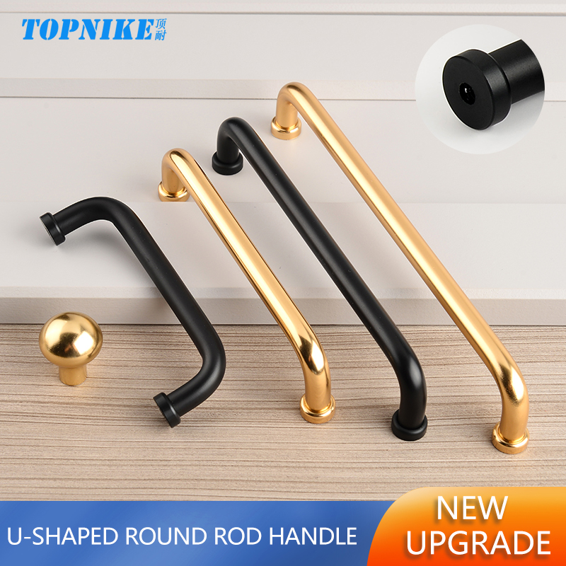 Curved Spring Bar - Gagang Kabinet Hitam Modern untuk Laci