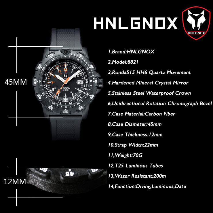 Hnlgnox Jam Tangan Pilot Pria  - Rubber Strap Diver ulasan dan harga